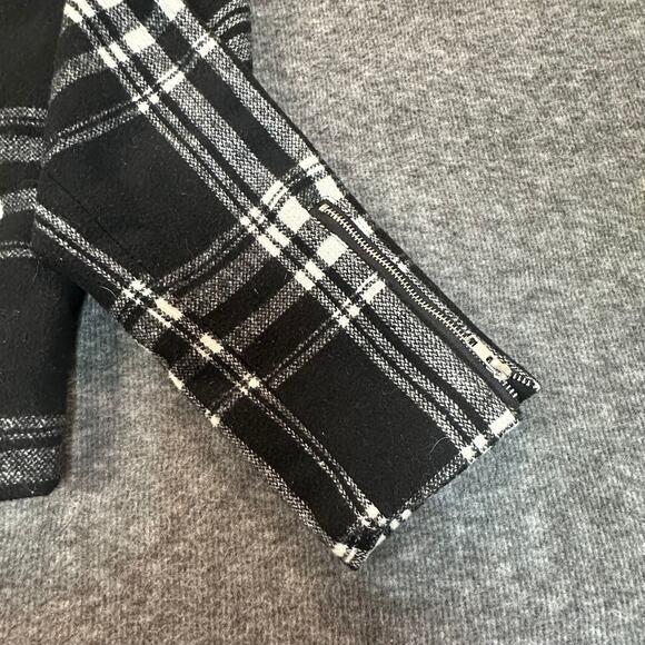 Wet Seal Jacket Womens Large Black White Plaid Wool Blend Zip Front Pockets - Picture 8 of 10
